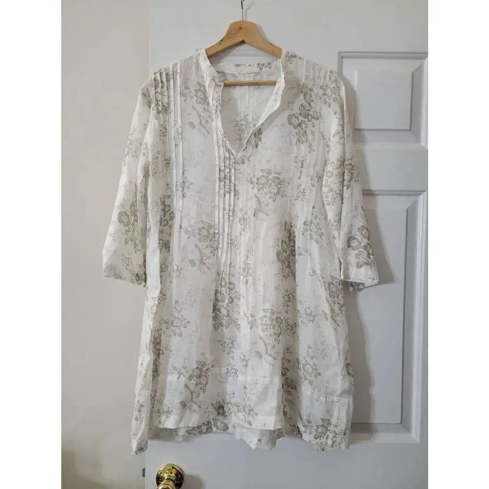 CP SHADES Linen Floral Print Tunic S